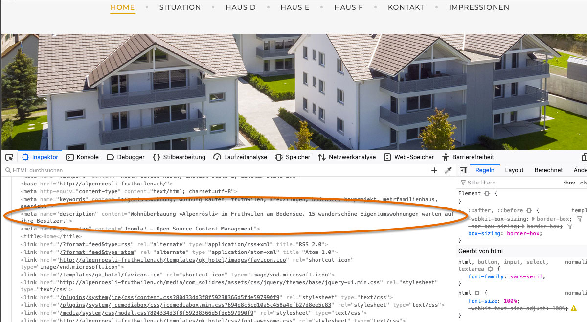 Die Seitenbeschreibung ist wichtig für die Darstellung in Google